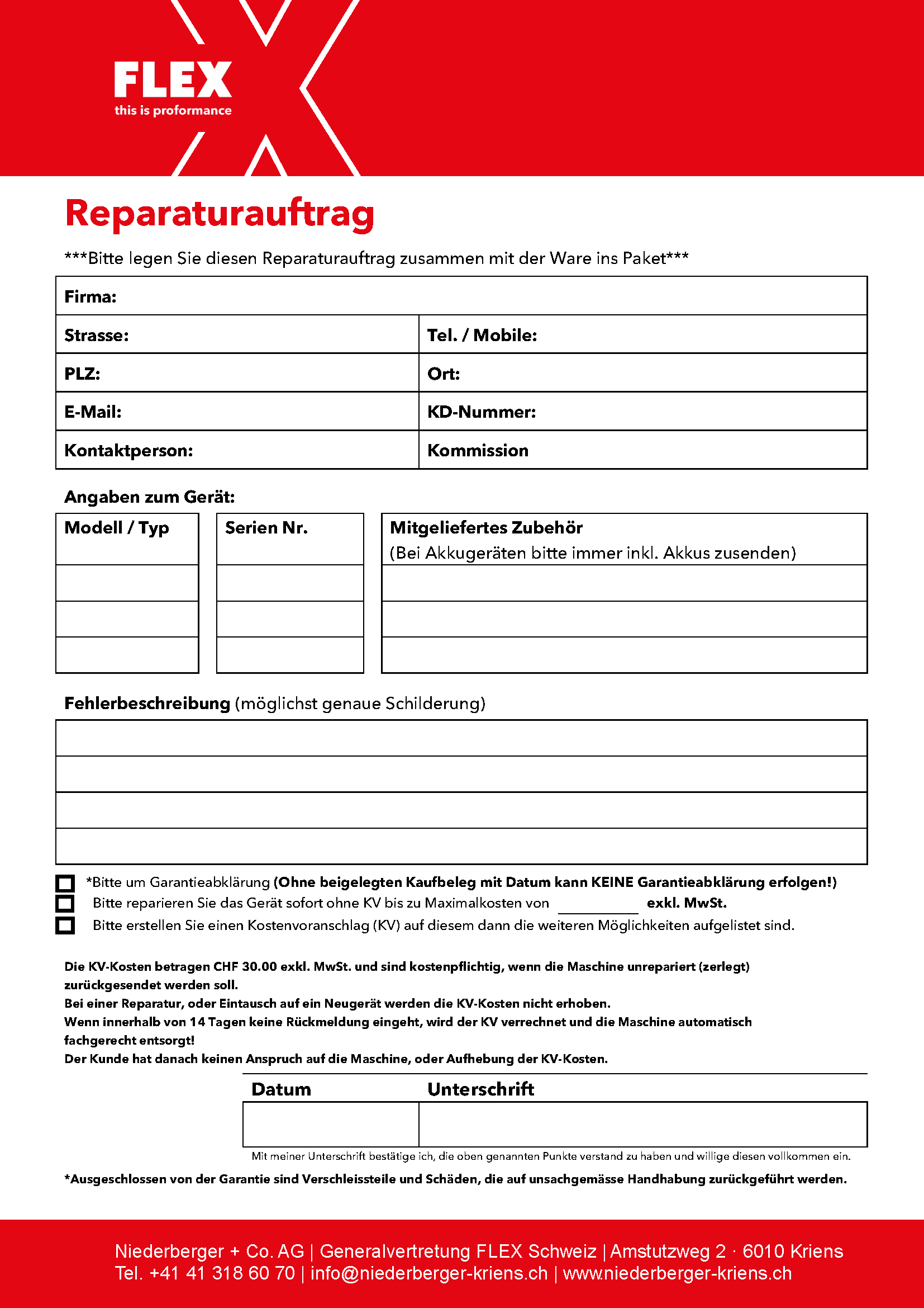 Reparaturauftrag DE