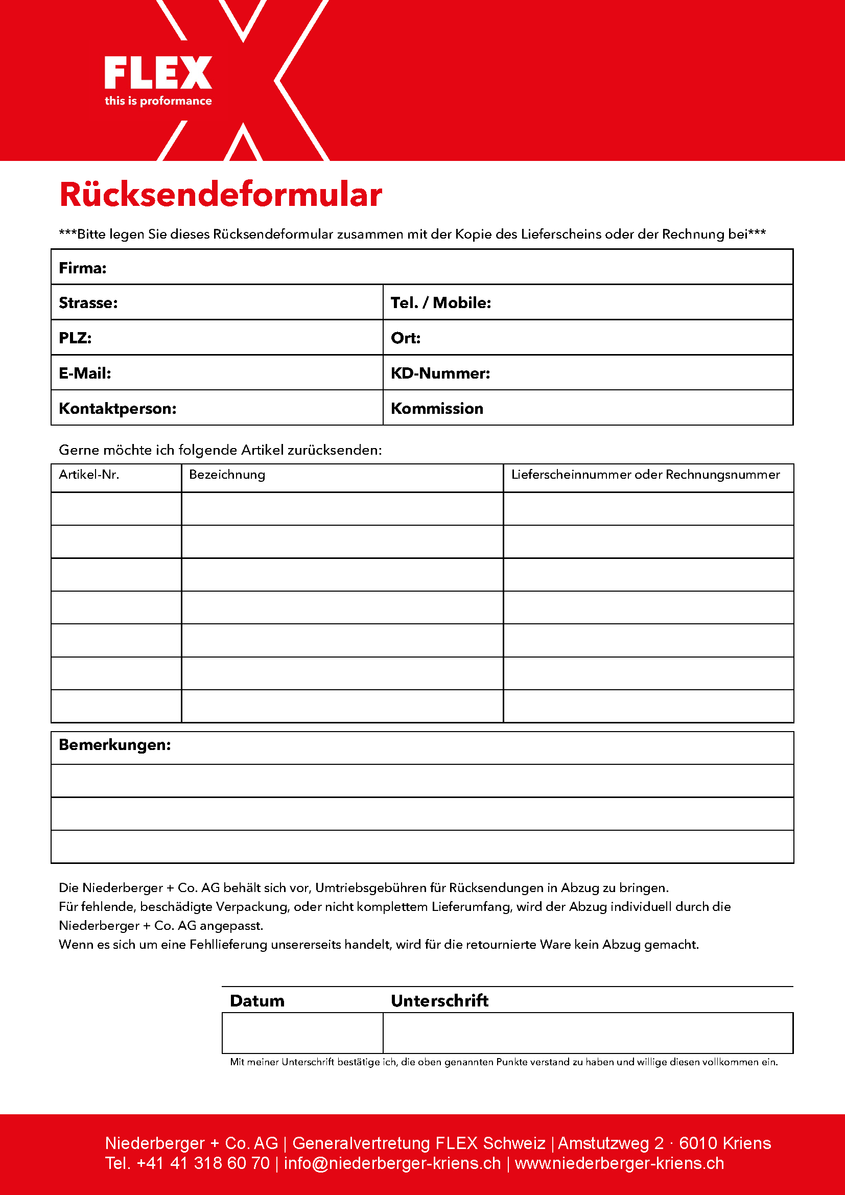 Rücksendeformular DE